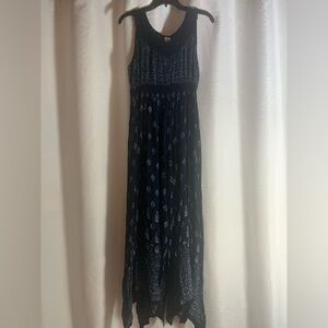 Bila Navy Blue Patterned Maxi Dress